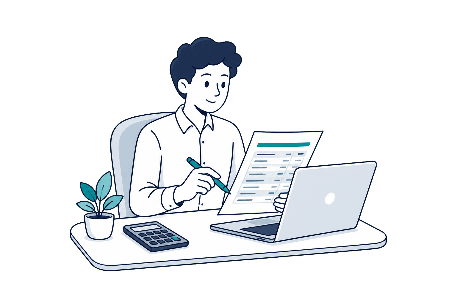 Bank statement live demo Accountant reviewing a statement beside a laptop