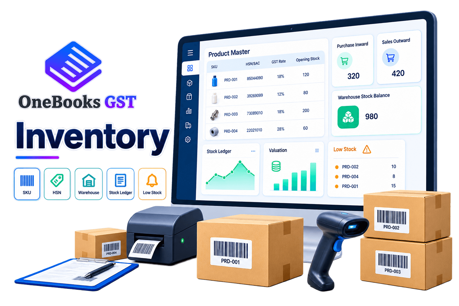 OneBooks GST inventory software dashboard preview OneBooks GST inventory software dashboard preview