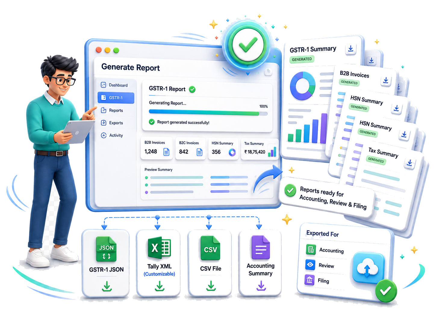 3D GSTR-1 report generation and export workflow 3D GSTR-1 report generation and export workflow