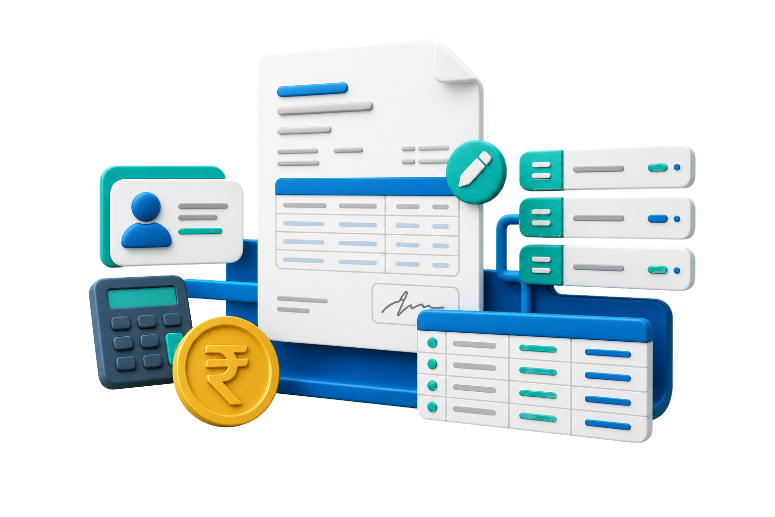 3D manual accounting invoice and ledger entry workflow 3D manual accounting invoice and ledger entry workflow